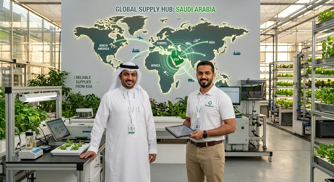 Saudi and international market-access professionals in a modern Saudi facility