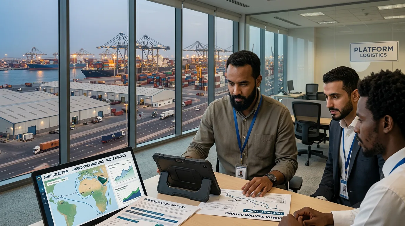 Regional trade corridor and landed-cost planning at a port